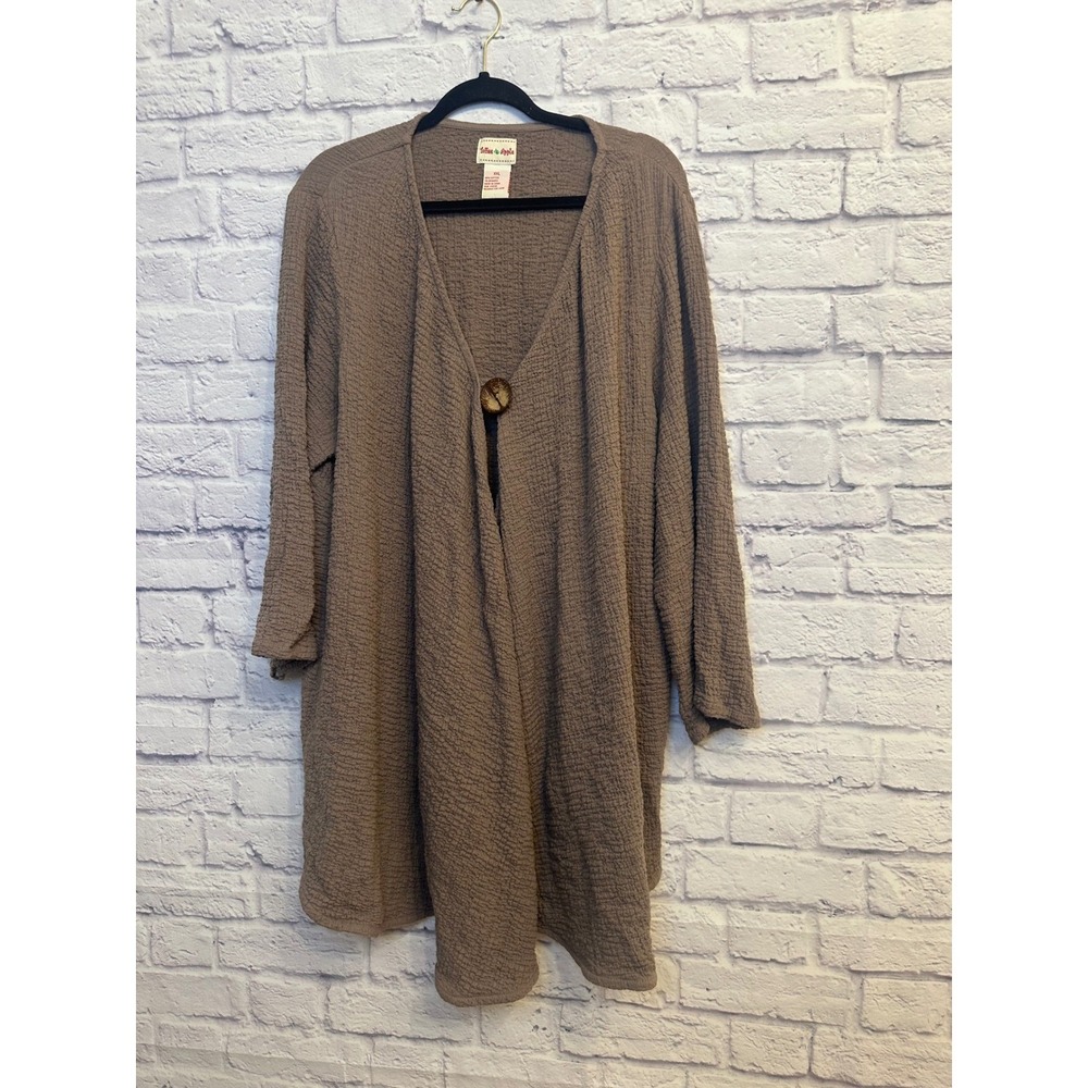 Cozy Textured Taupe Open Front Cardigan